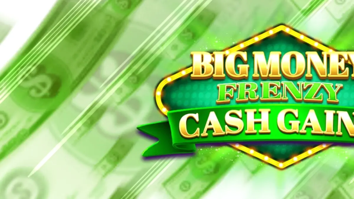 Big Money Frenzy Cash Gains slot machine interface na may gintong vault theme.